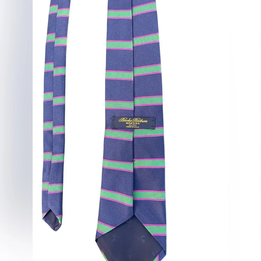 Brooks Brothers men’s silk tie/striped quiet luxury/necktie/blue/green/pink